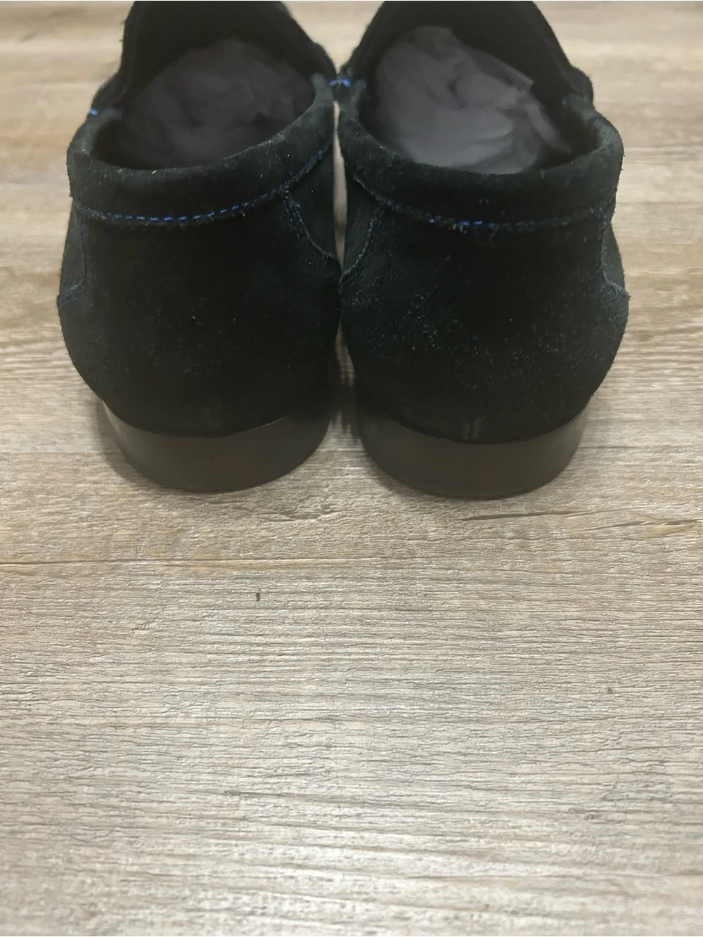 Donald J. Pliner Men’s Size 11 Black Suede Blue Stitching Horse Bit Loafer Shoe